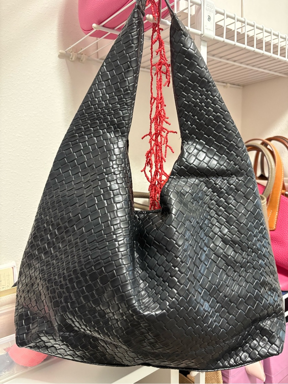 Black Woven Hobo Bag - Unbranded